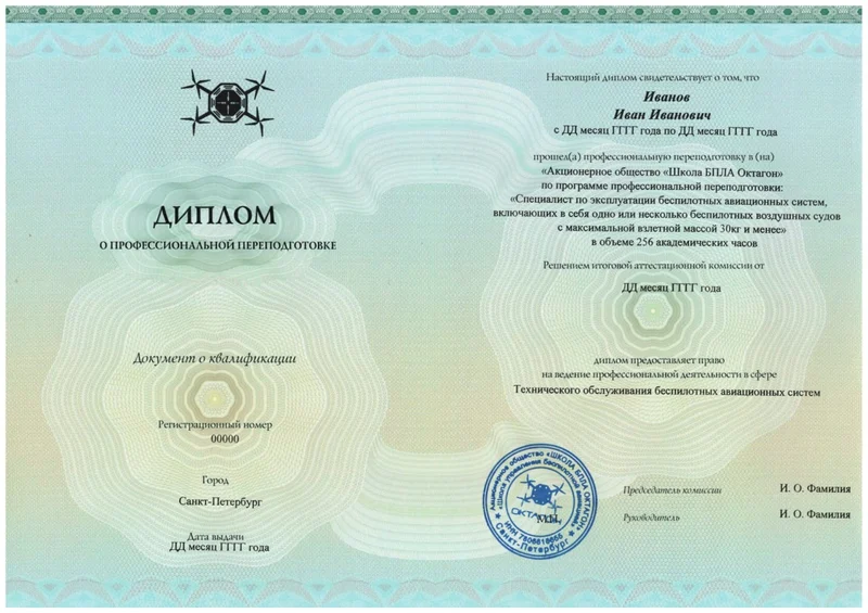 Образец: Диплом о профессиональной переподготовке